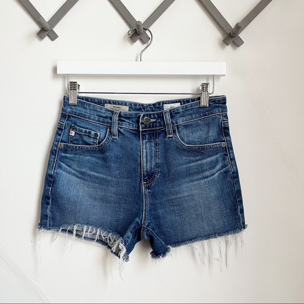 AG Adriano Goldschmied Blue Indigo Denim Cutoff Shorts
